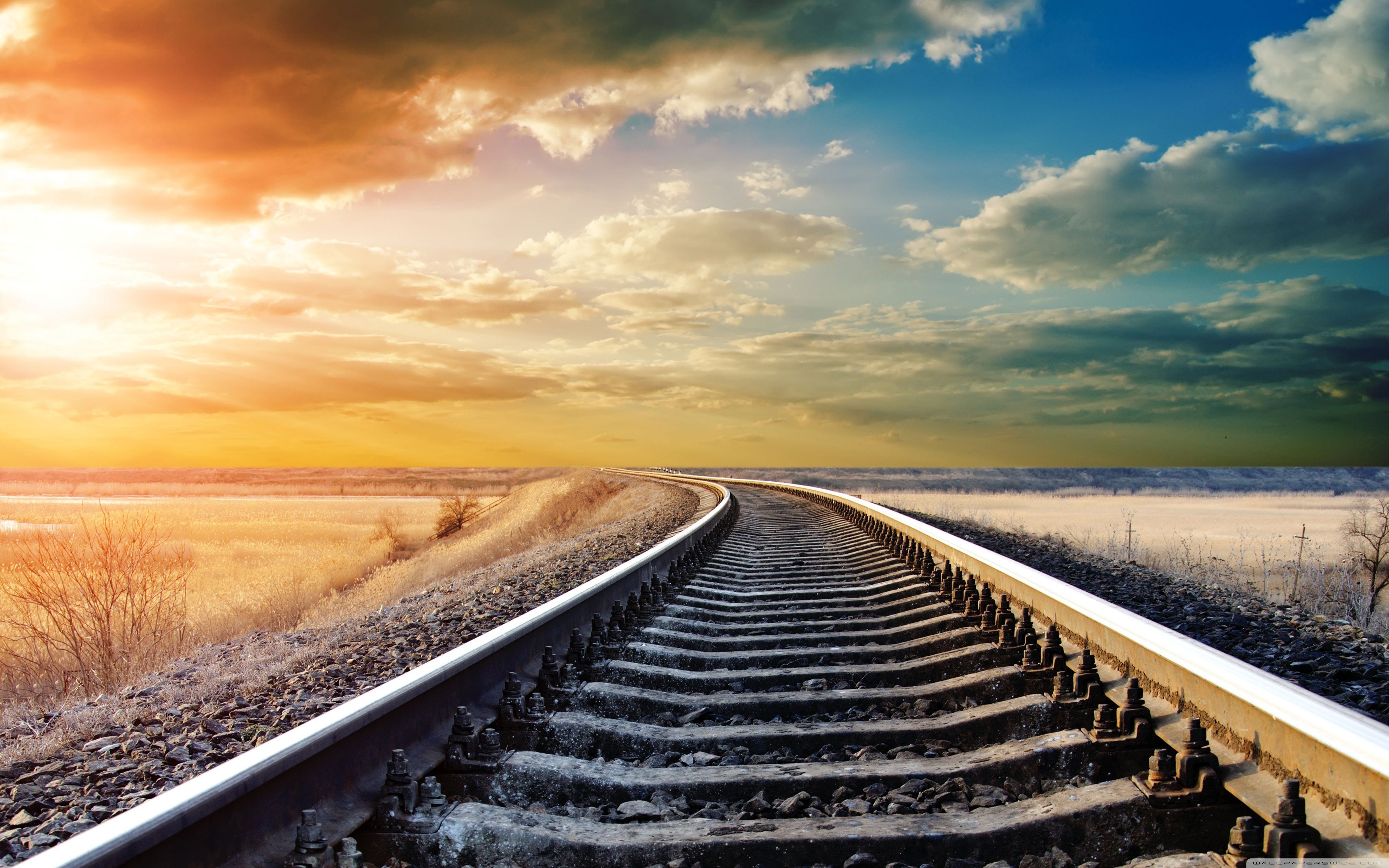 Photos For Free Railroad Sunset Winter To The Desktop