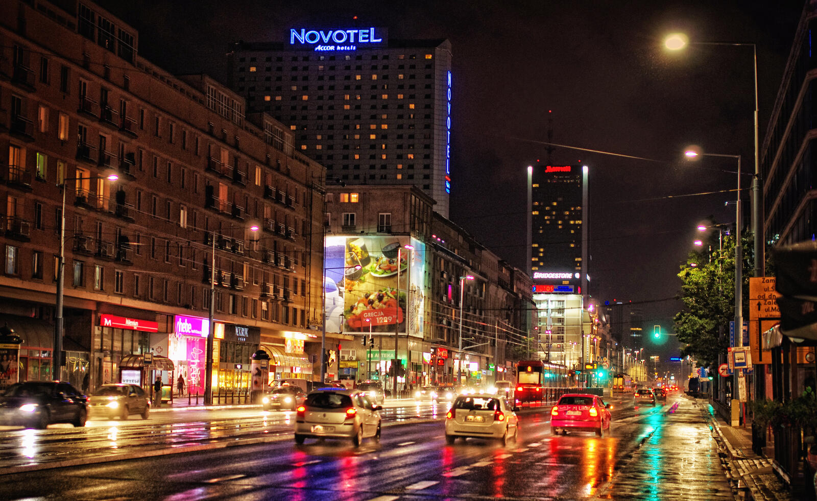 Wallpapers Warsaw Poland night on the desktop
