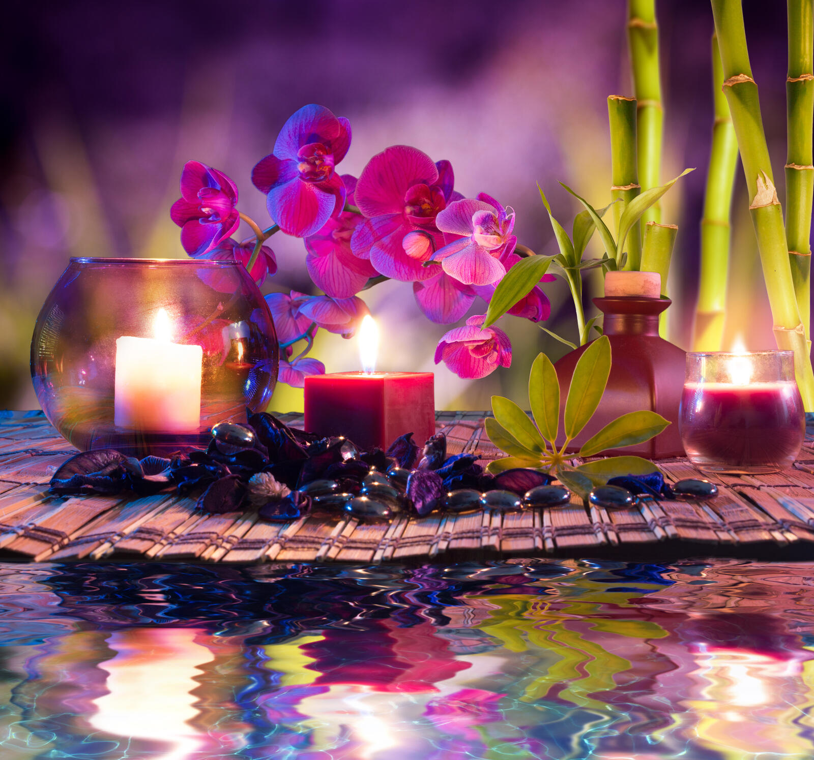 Wallpapers massage romantic candles on the desktop