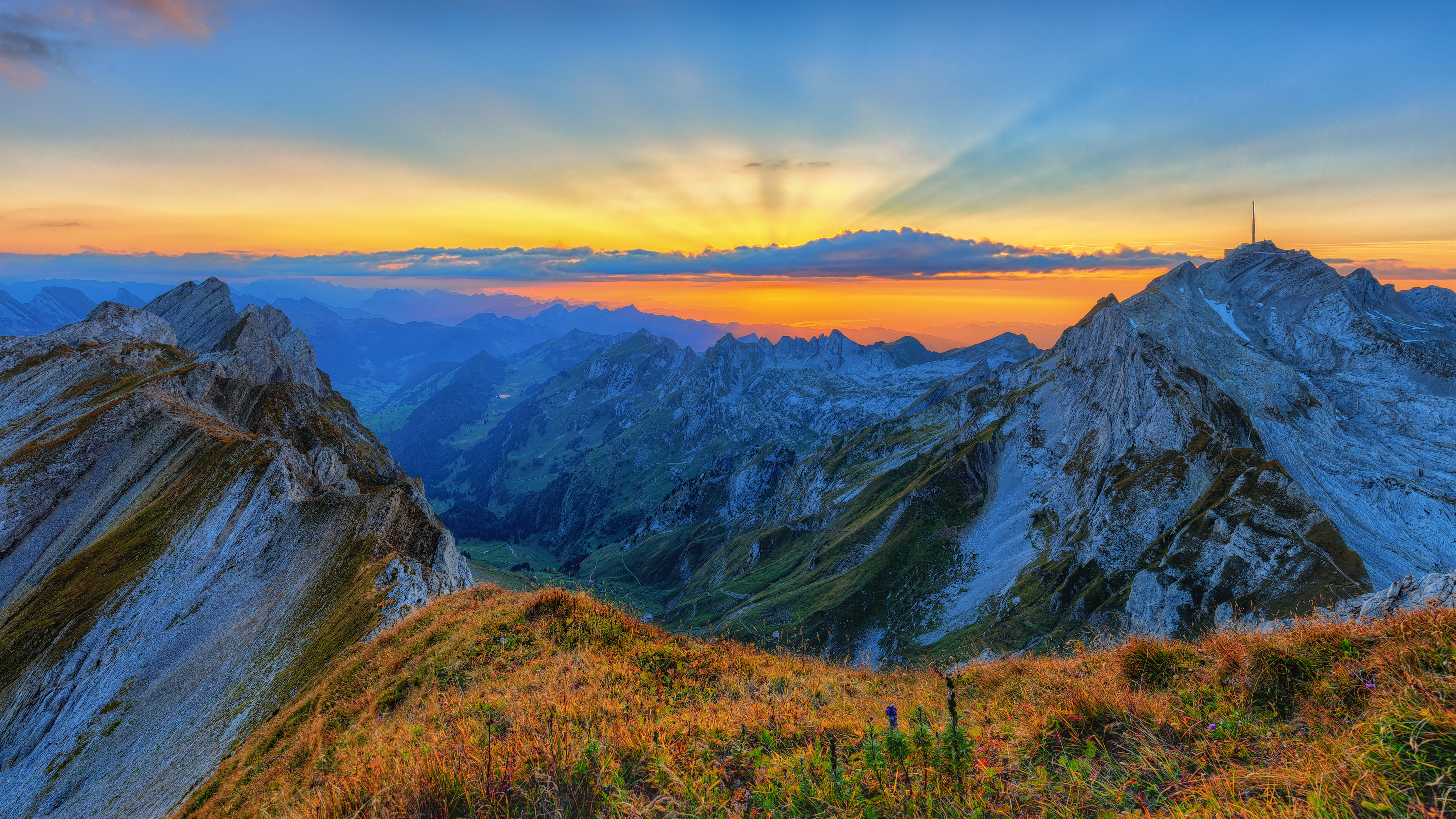 Wallpapers panorama sunset Switzerland on the desktop
