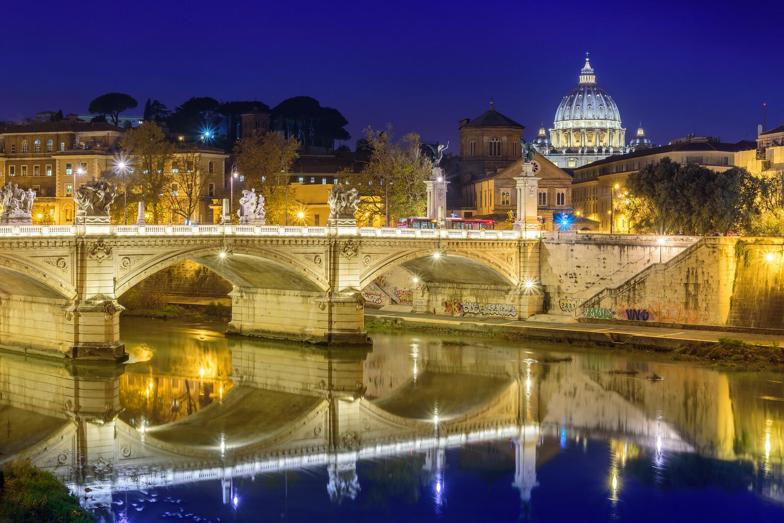 Обои Италия Кастель Сантанджело ночные города на рабочий стол