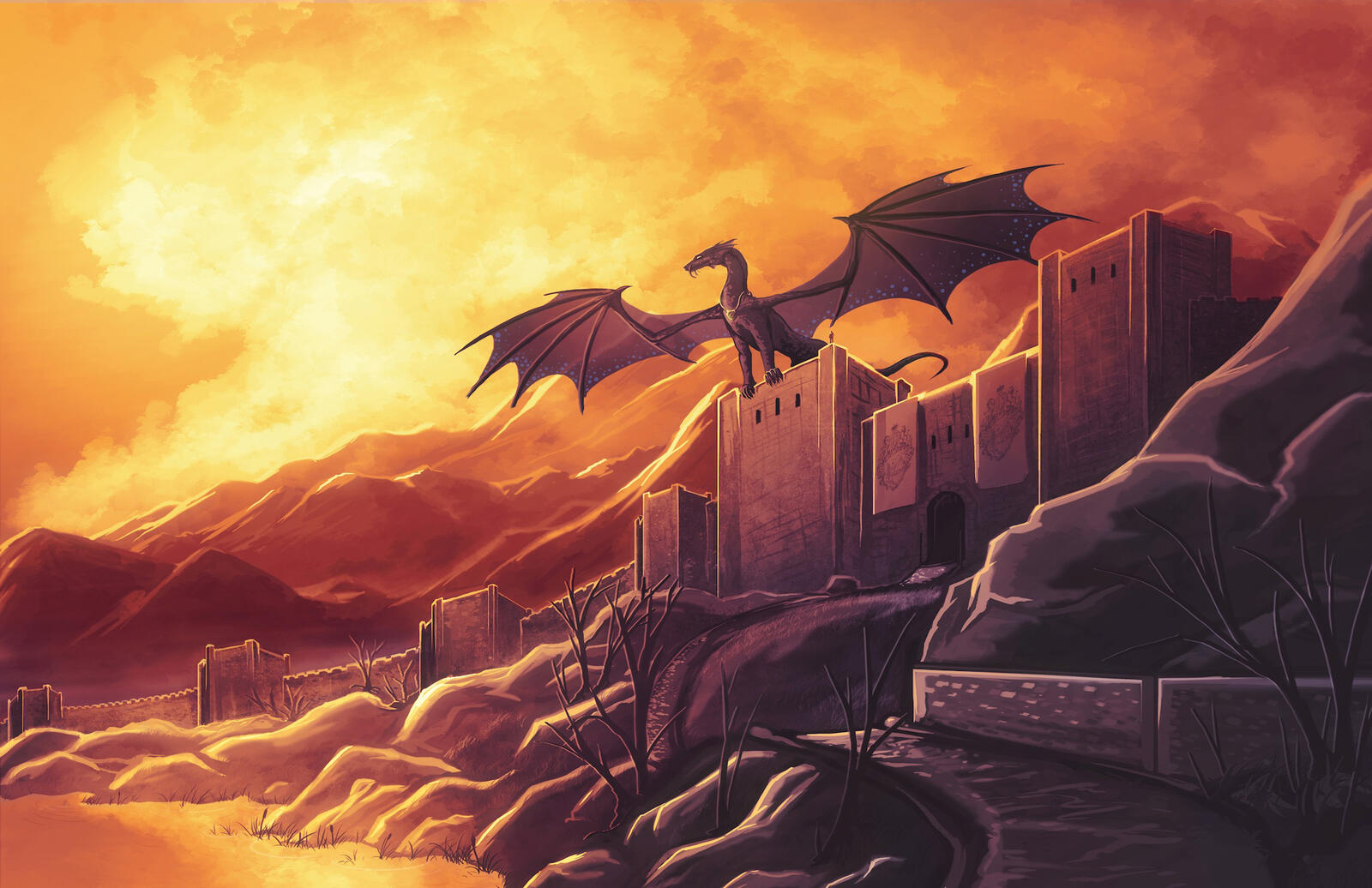 Бесплатное фото Дракон с распростертыми крыльями