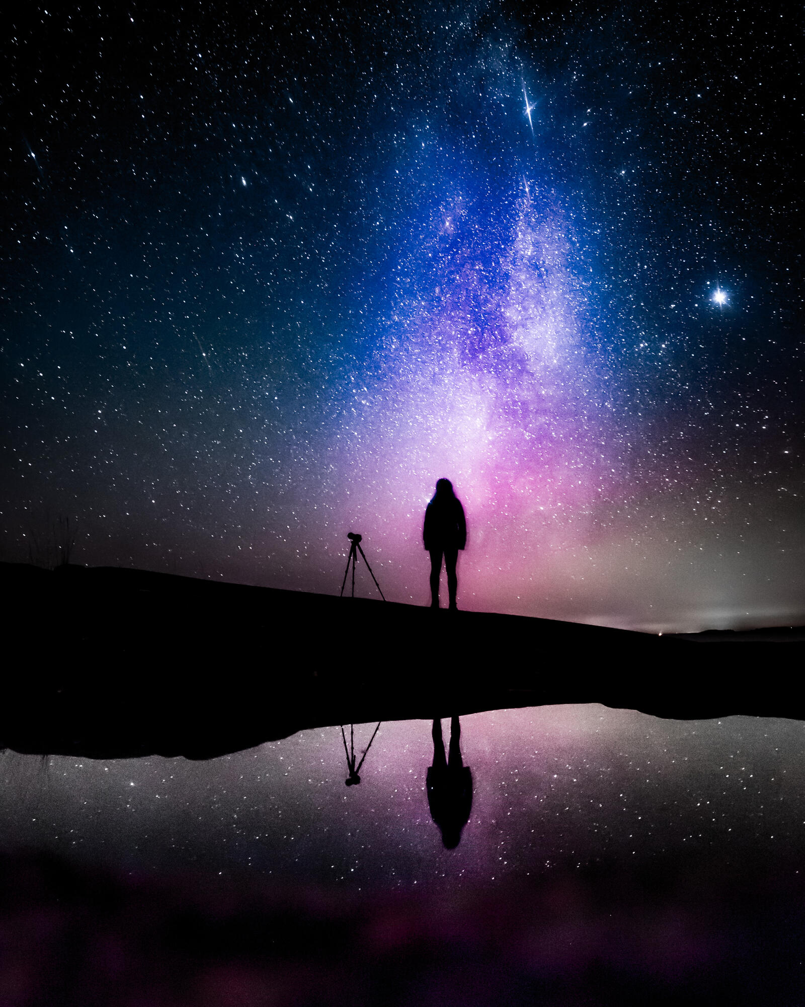 Wallpapers Milky Way night sky silhouette on the desktop