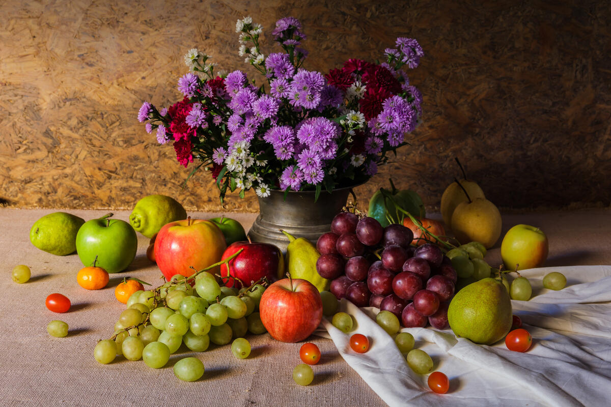Bouquet and fruits