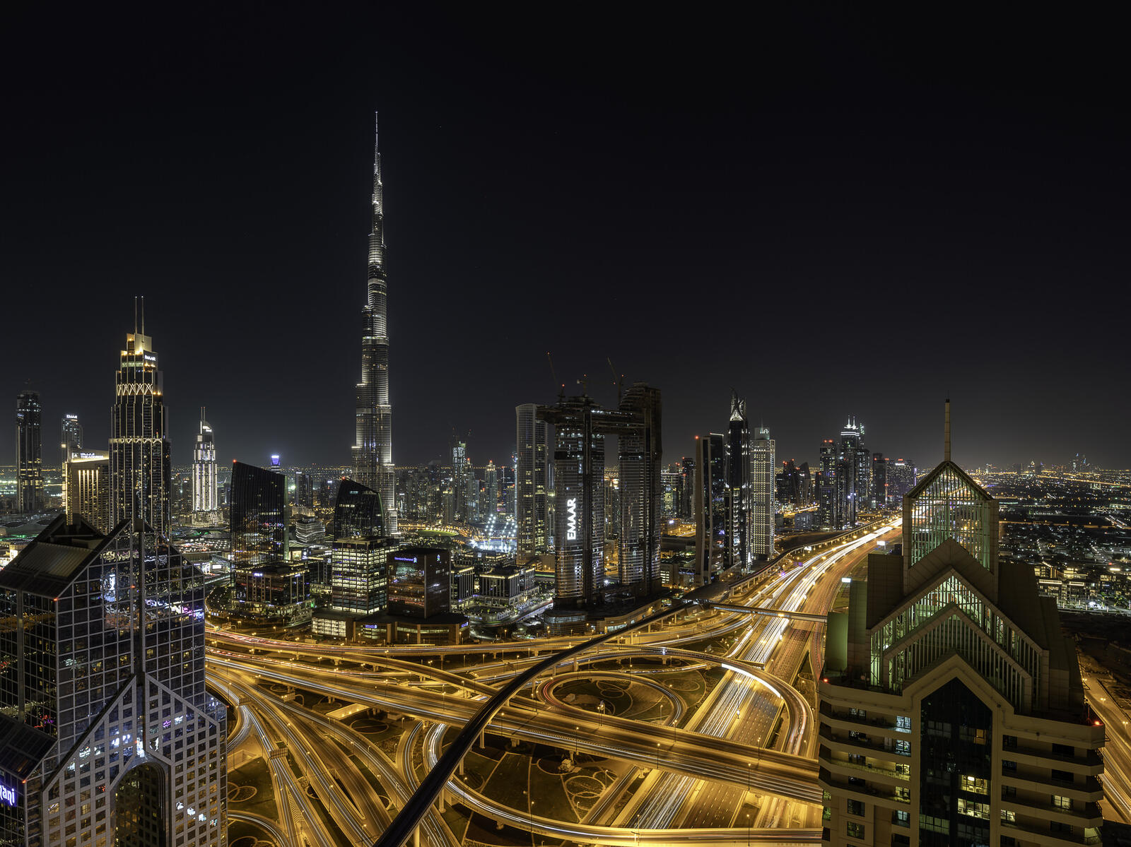 Обои Дубай ОАЭ ночь освещение ночные города на рабочий стол