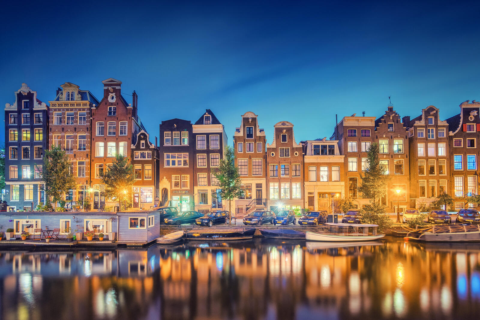 Обои Амстердам освещение ночь на рабочий стол