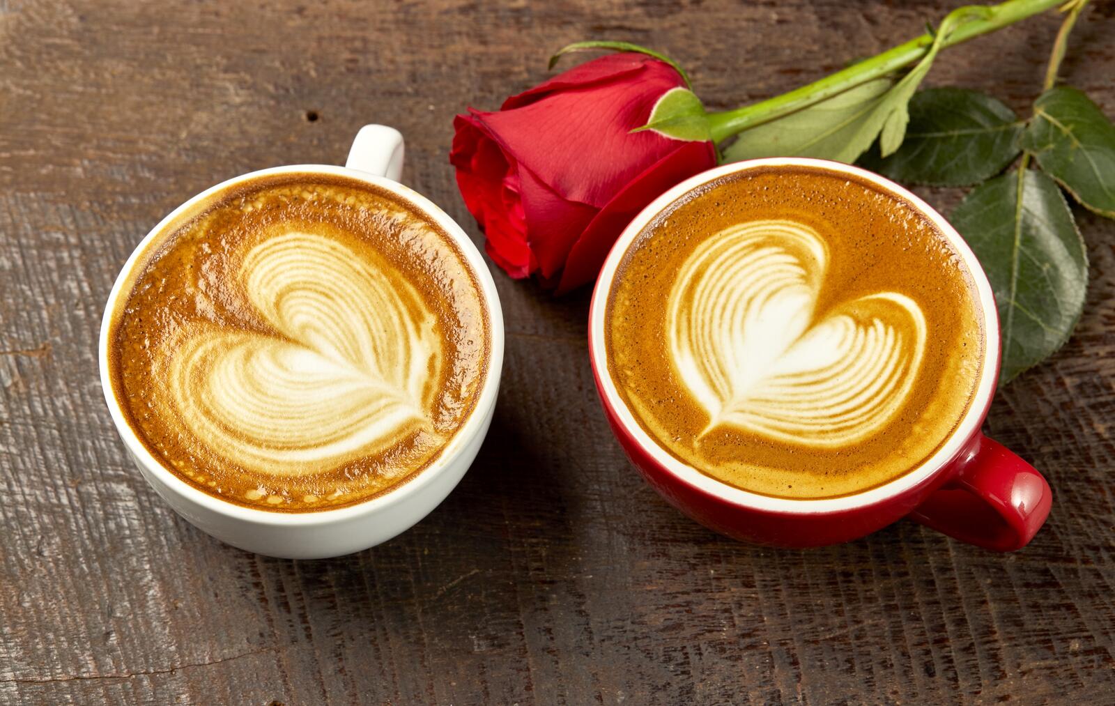 Wallpapers coffee heart shape red rose on the desktop