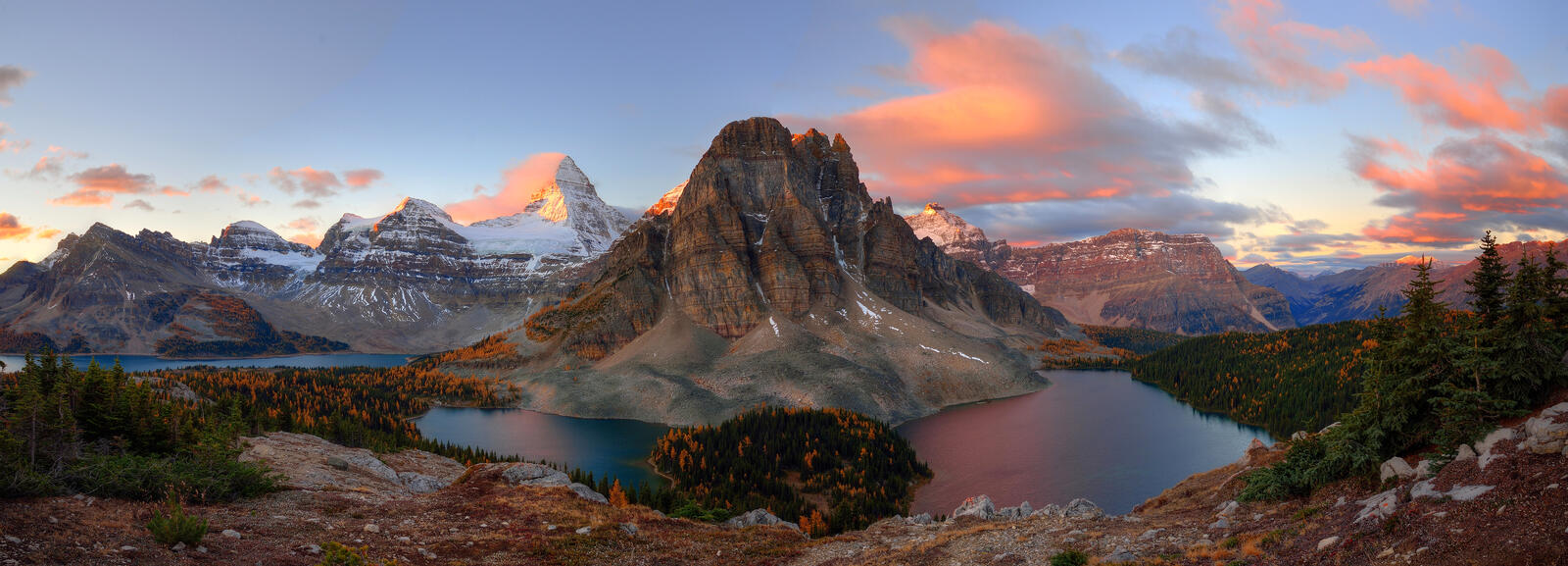 Обои озеро Скалистые горы закат на рабочий стол