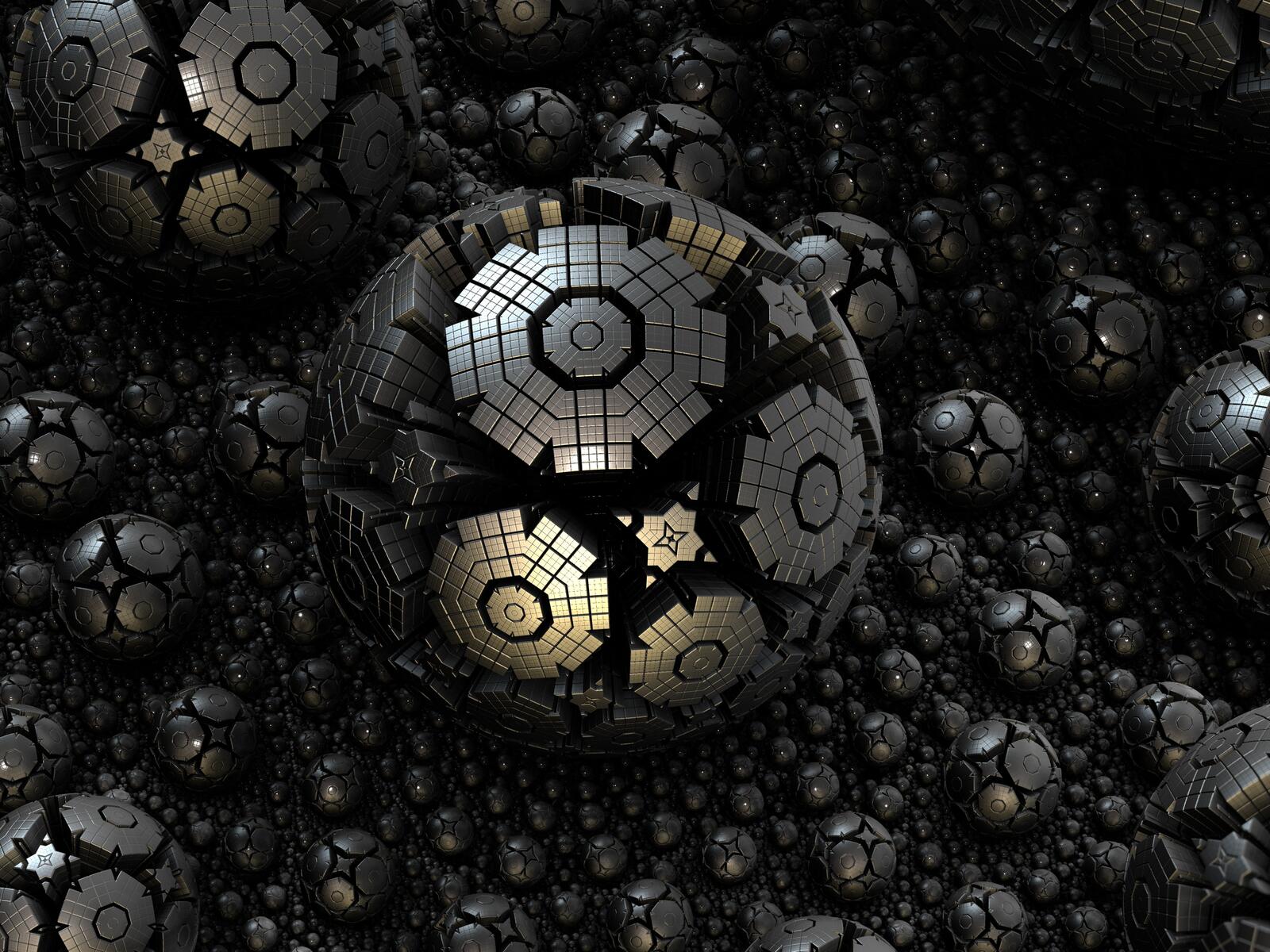 Wallpapers fractal sphere steel on the desktop