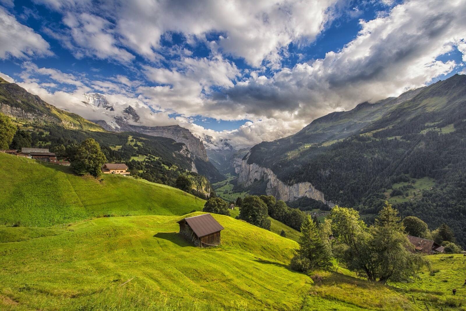 Обои Венген Швейцария горы на рабочий стол