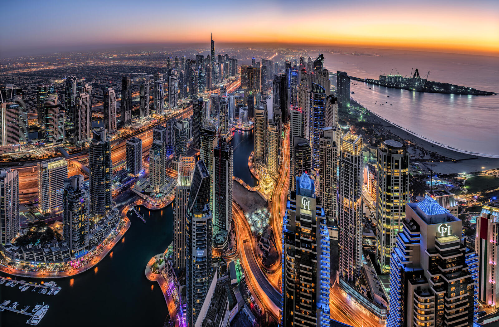 Обои Дубай ночные города огни на рабочий стол