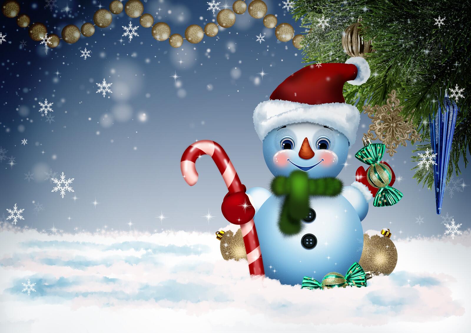 Wallpapers snowman Christmas background on the desktop