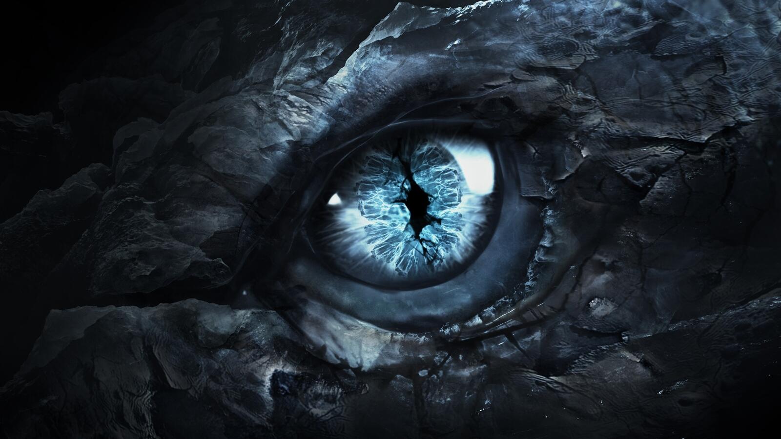 Обои глаз дракона синий магический на рабочий стол