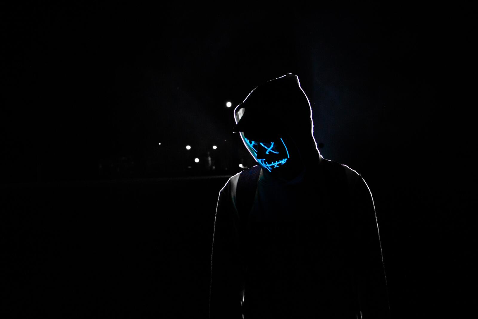Wallpapers hoodie creepy neon mask dark on the desktop