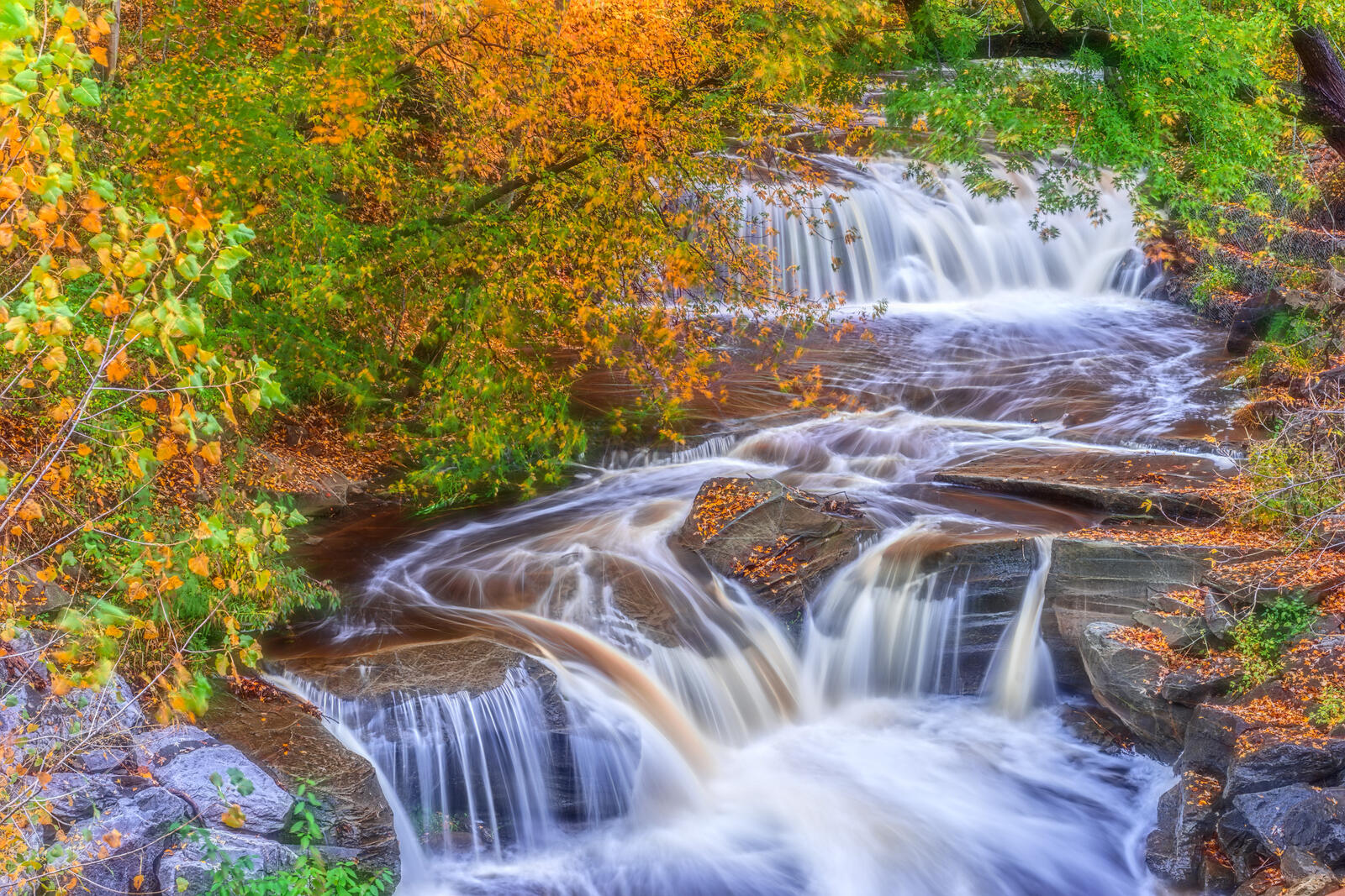 Wallpapers autumn forest river waterfall on the desktop