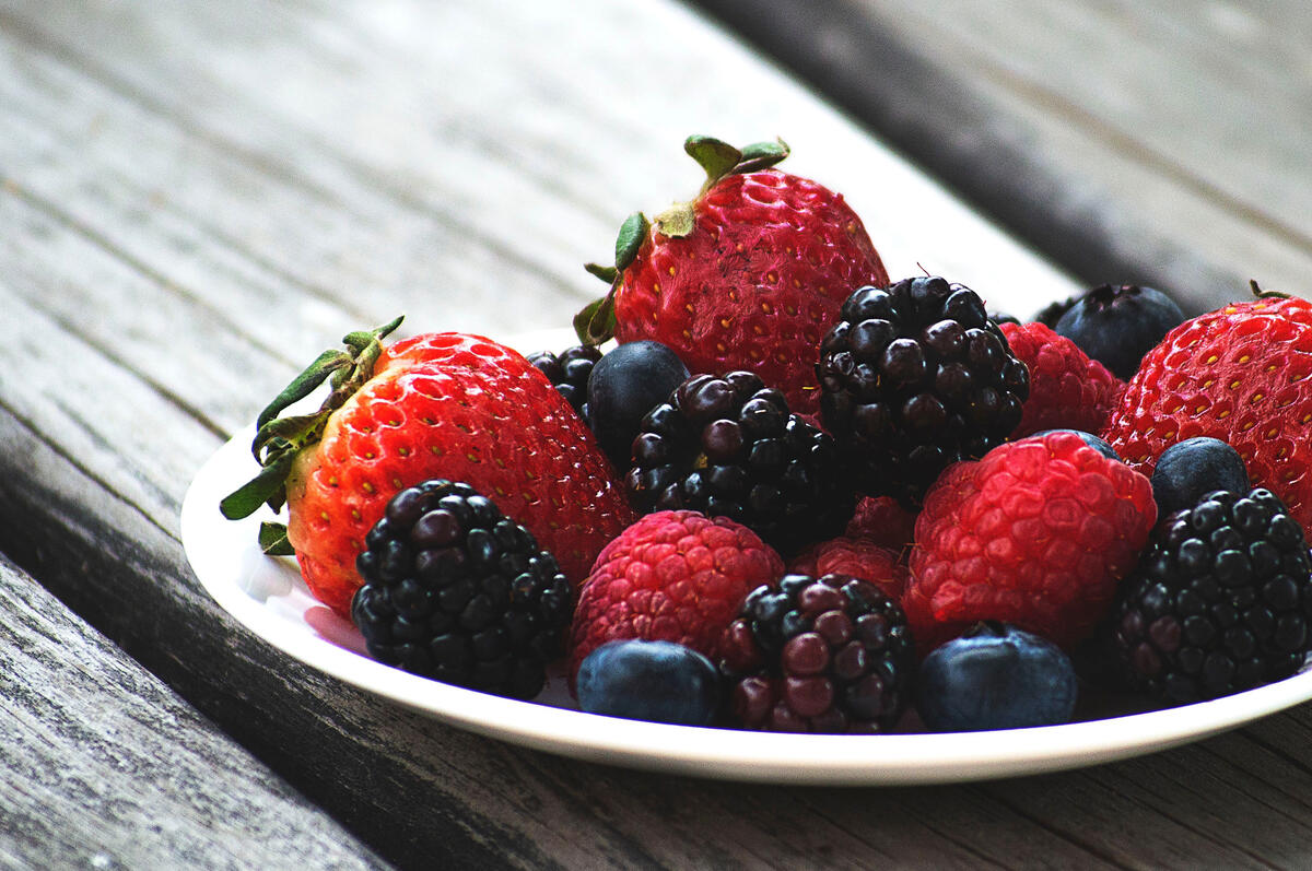 Various berries on the plate