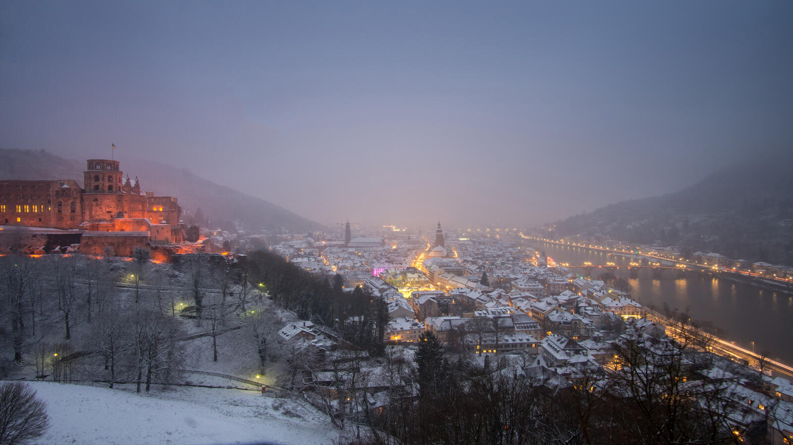 Бесплатное фото Гейдельберг после снегопада