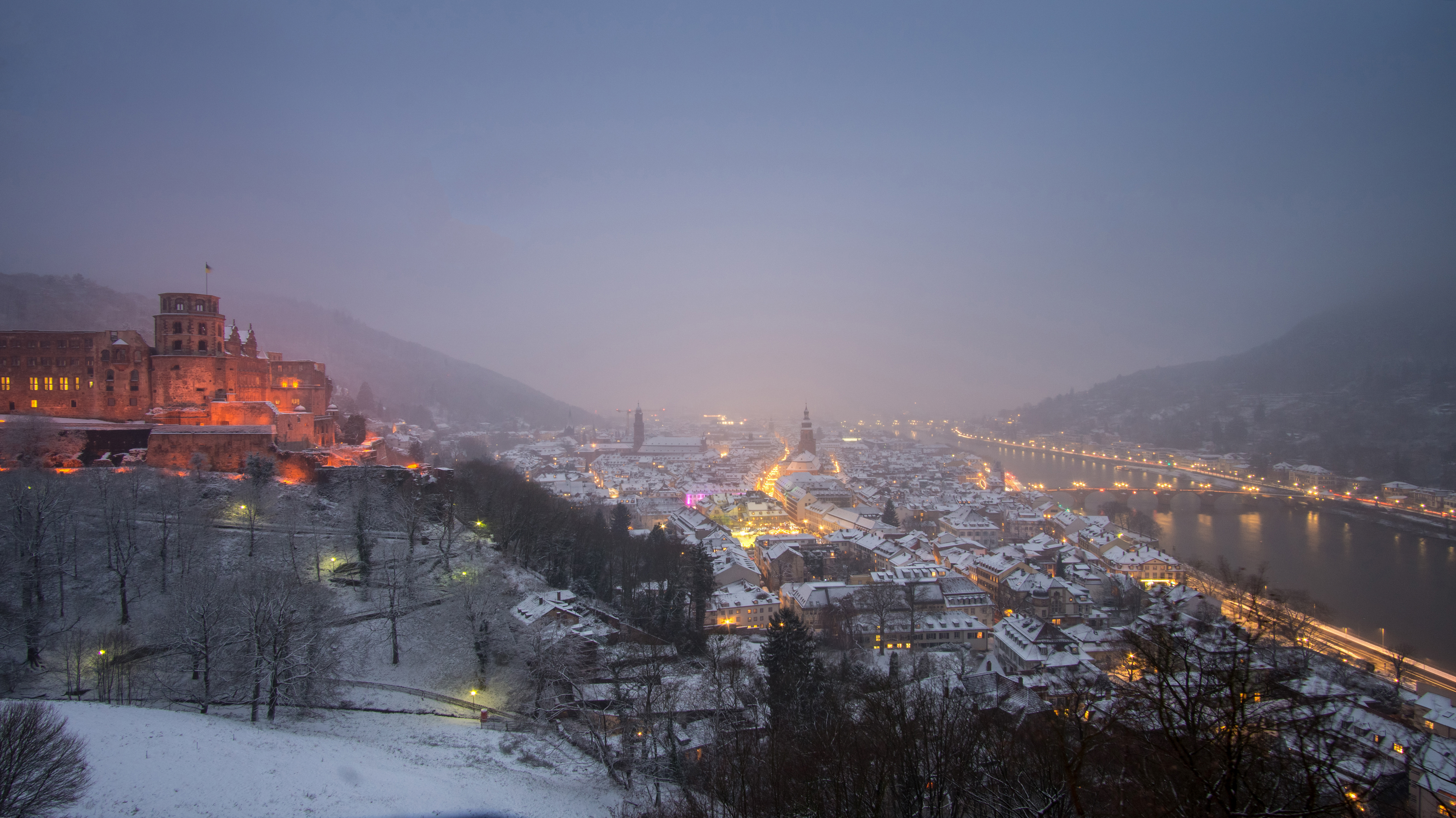 Гейдельберг после снегопада · бесплатное фото