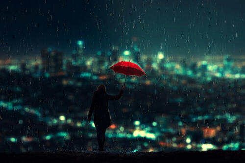 雨伞下的女孩