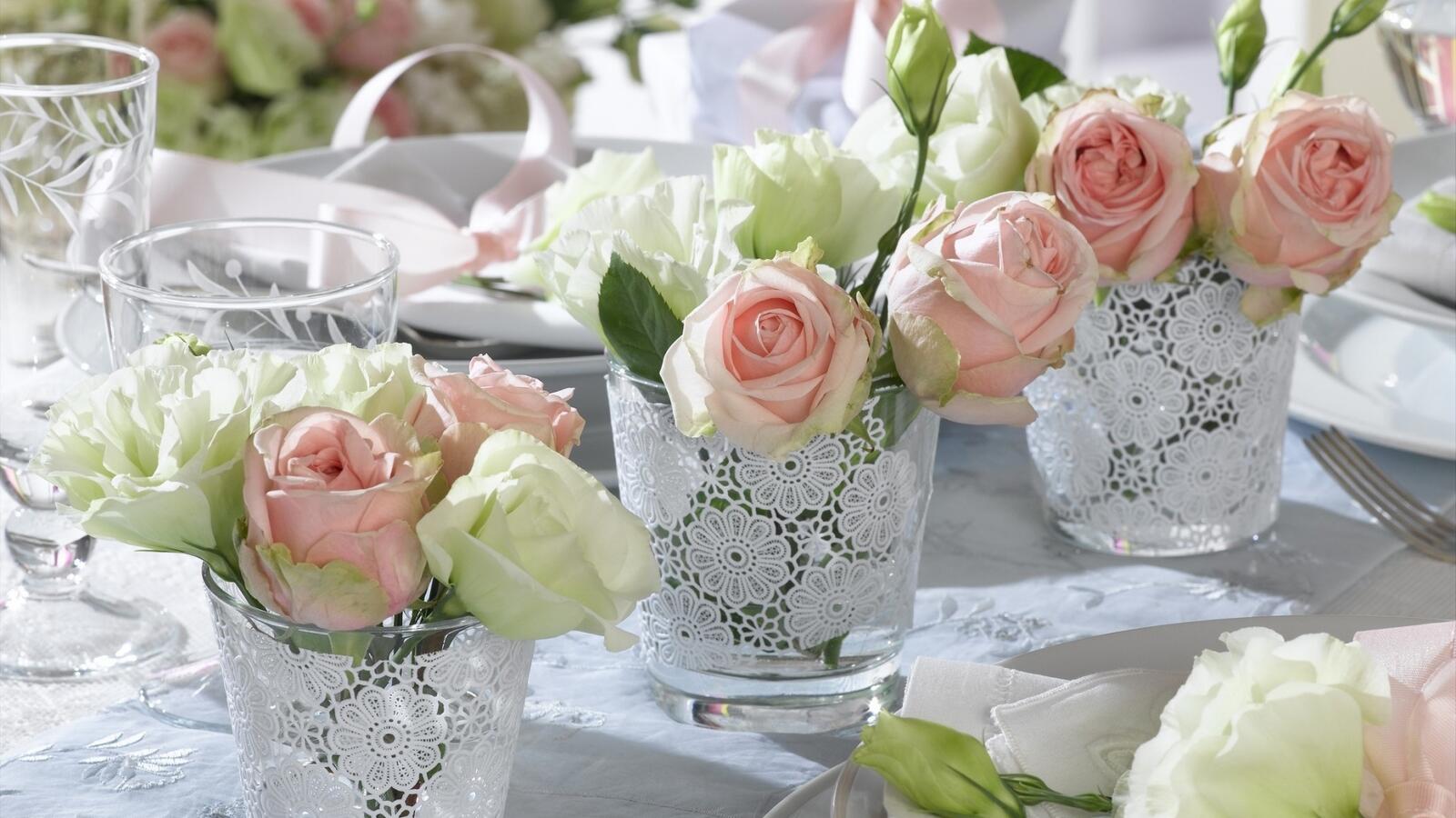 Обои вазы декор розы на рабочий стол