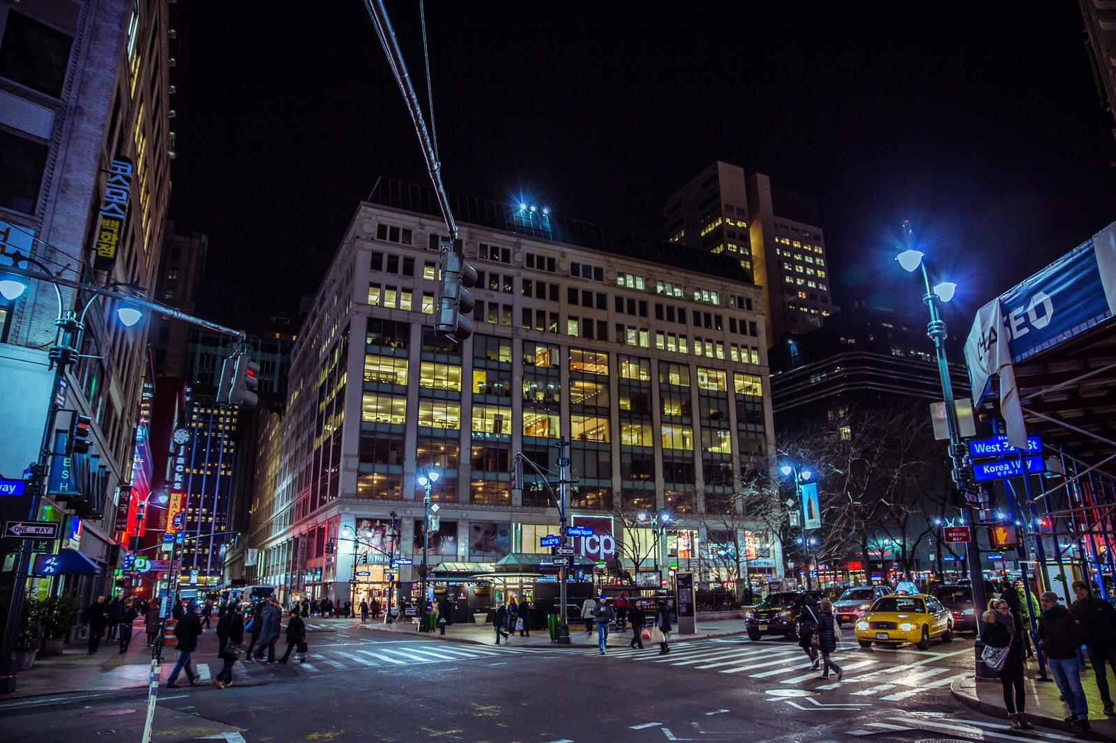 Обои огни ночной город нью-йорк на рабочий стол