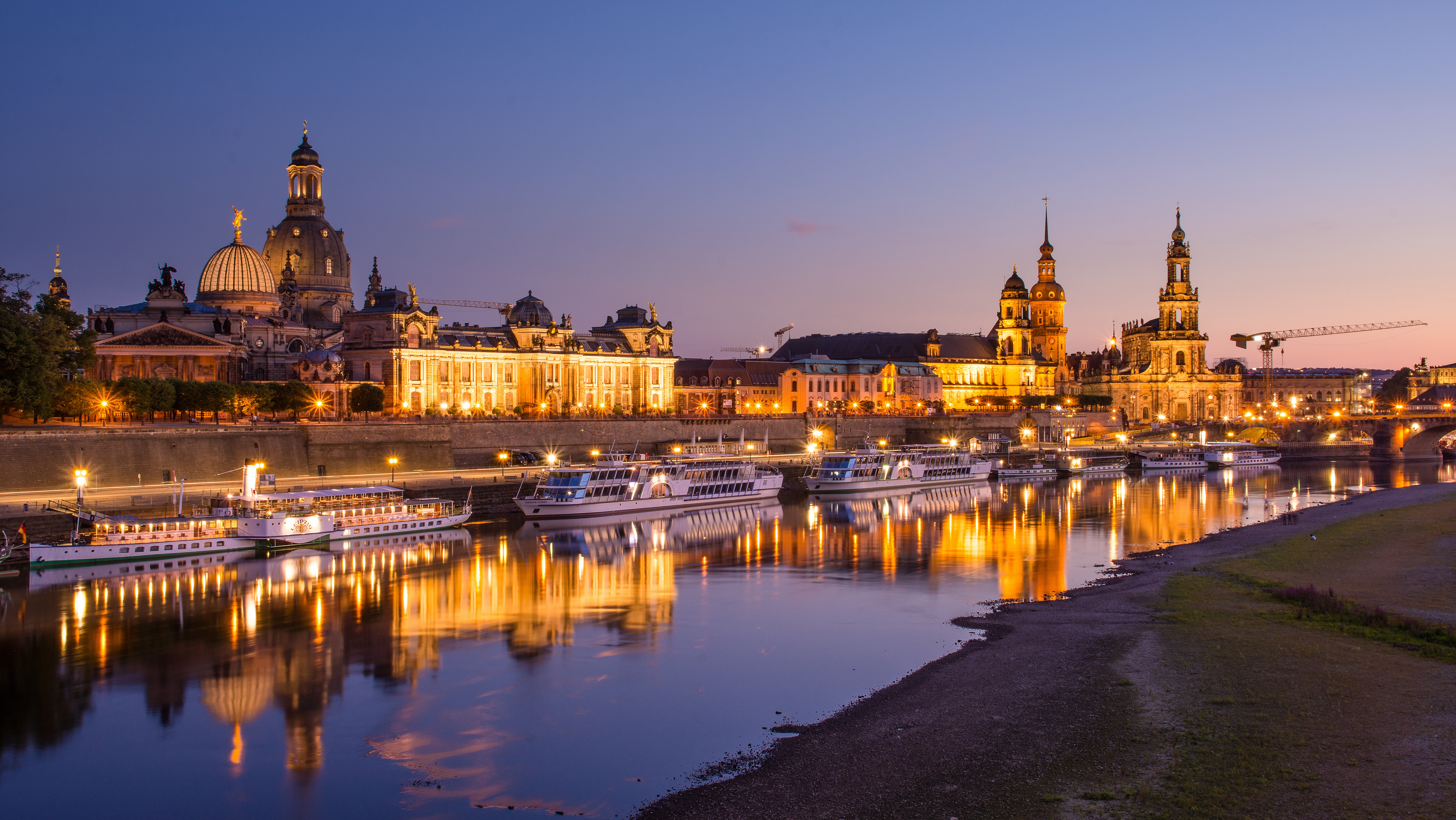 Wallpapers Dresden waterfront ships on the desktop
