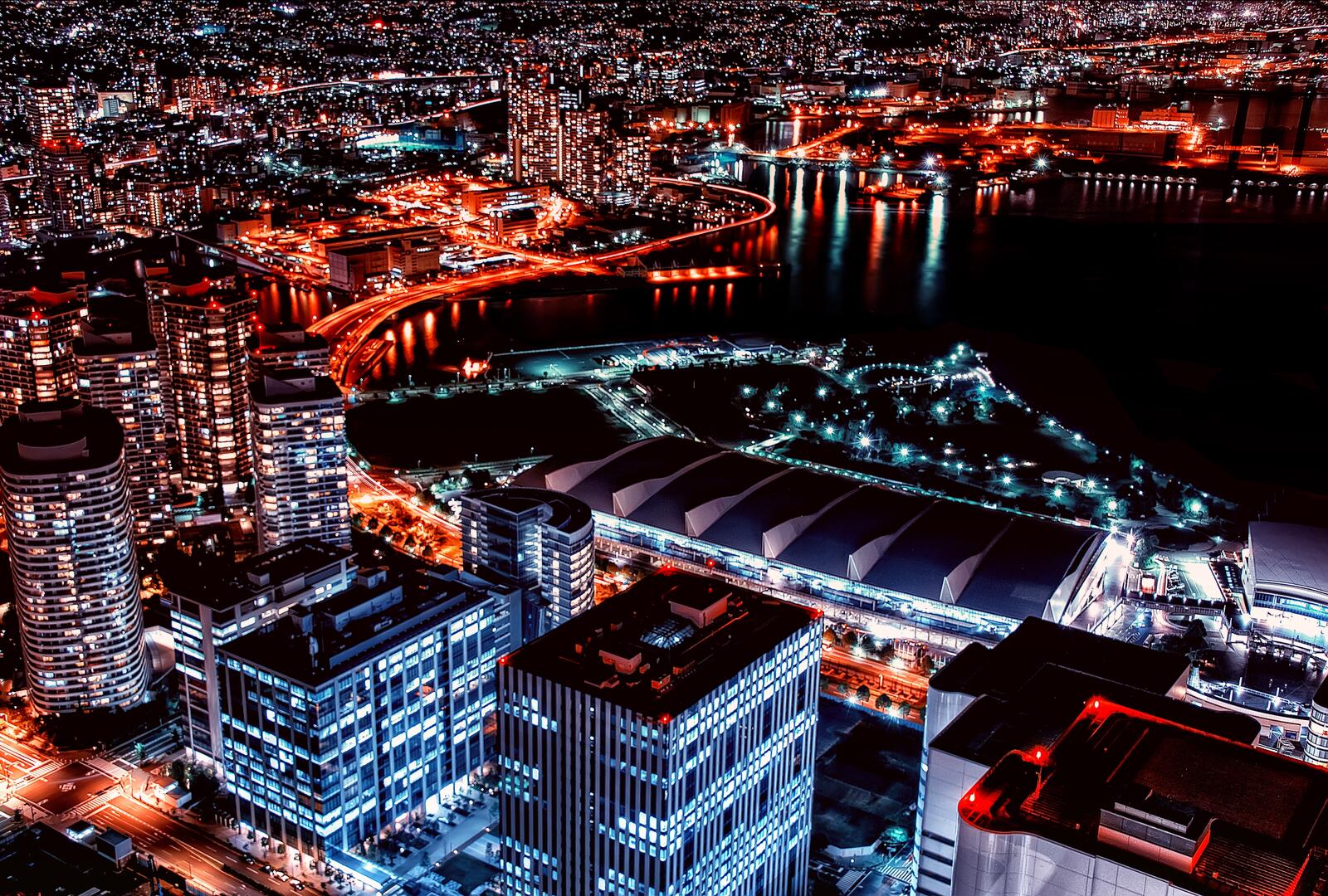 Обои Yokohama Япония ночные города на рабочий стол